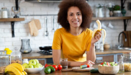 African American Woman Eating Healthy Foods for Annual Adult Checkup