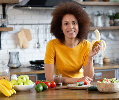 African American Woman Eating Healthy Foods for Annual Adult Checkup